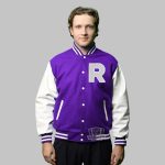 Men Purple Letterman Jackets