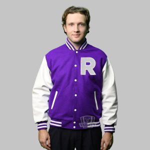 Men Purple Letterman Jackets