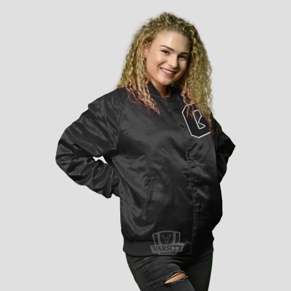 Women Letterman Jacket Satin